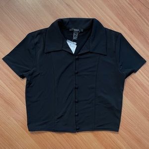 Forever 21 Cropped Button-Loop Shirt